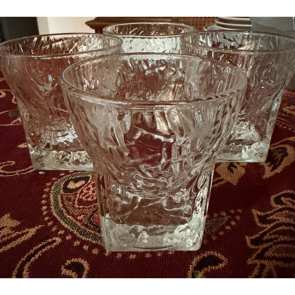 Authentic‎ Vintage Indiana Glass: Crystal Ice Lowball Set -of -4
